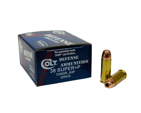 38 SUPER+P 124gr Colt Defense Ammunition JHP 20RDS