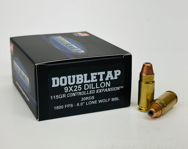 9mm Parabellum Bullet デモ 9x25 Dillon 115gr Controlled Expansion ™ JHP – Doubletap Ammunition